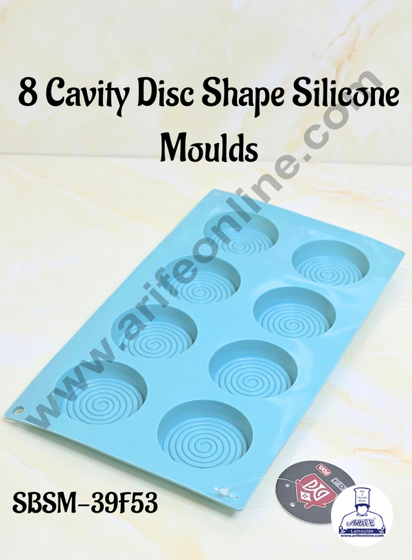 CAKE DECOR™ 8 Cavity Disc Shape Silicone Moulds