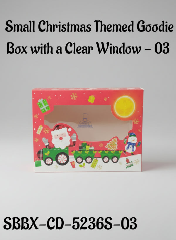 Small Christmas Themed Goodie Box with a Clear Window - 03 | 20 x 15 x 6 cm | 1 Piece - CAKE DECOR™
