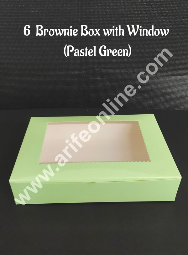 CAKE DECOR™ 6 Cavity Brownie Boxes Pastel Green color | Brownie Carriers - 10 Pcs Pack