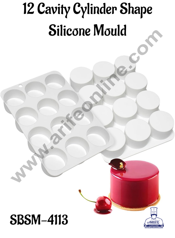 CAKE DECOR™ 12 Cavity Cylinder Shape Silicone Mould