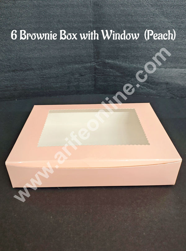 CAKE DECOR™ 6 Cavity Brownie Boxes Peach color | Brownie Carriers - 10 Pcs Pack