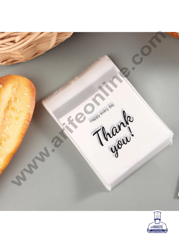 CAKE DECOR™  Thank you Mini Packaging Bags | Cellophane Small Bags |Transparent Cookie Bags Cookie Pouch for Candy,Cookies and Biscuits Packaging | Self Adhesive | 100 Pcs