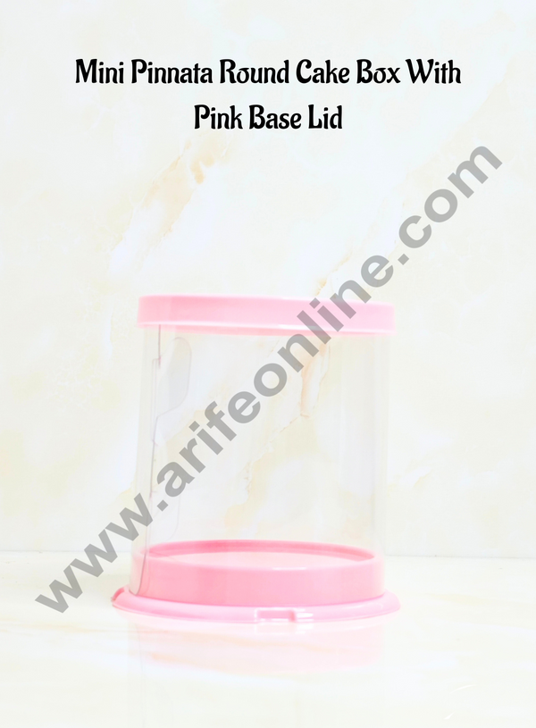 CAKE DECOR™ Mini Pinnata Round Cake Box With Pink Base Lid | Gift Box | Hamper Box | Pinata Box | 1 piece box.