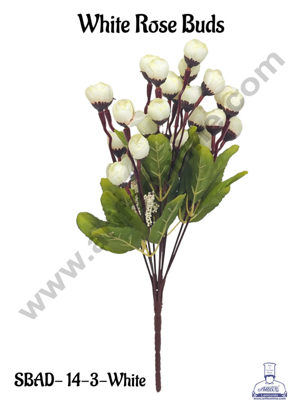 White Rose Buds Artificial Flower bunch For Cake Decoration – ( 1 Bunch ) Cake Decor™
