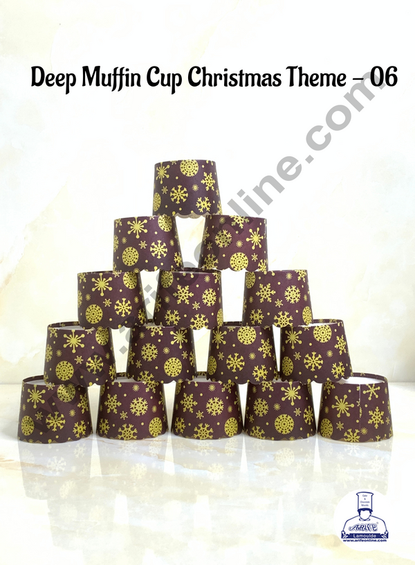 CAKE DECOR™ Deep Muffin Cup Christmas Theme | Muffin Cupcake Liners (50Pcs Pack) Design-06