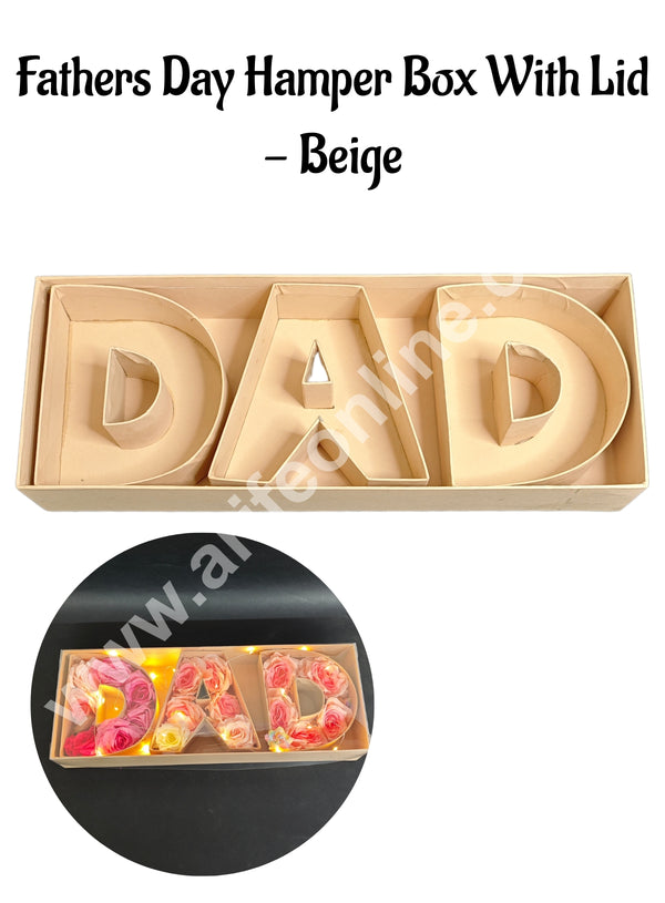 Elegant Fathers Day DAD Monogram Flower Gift Box with Transparent Lid (Beige) - CAKE DECOR™