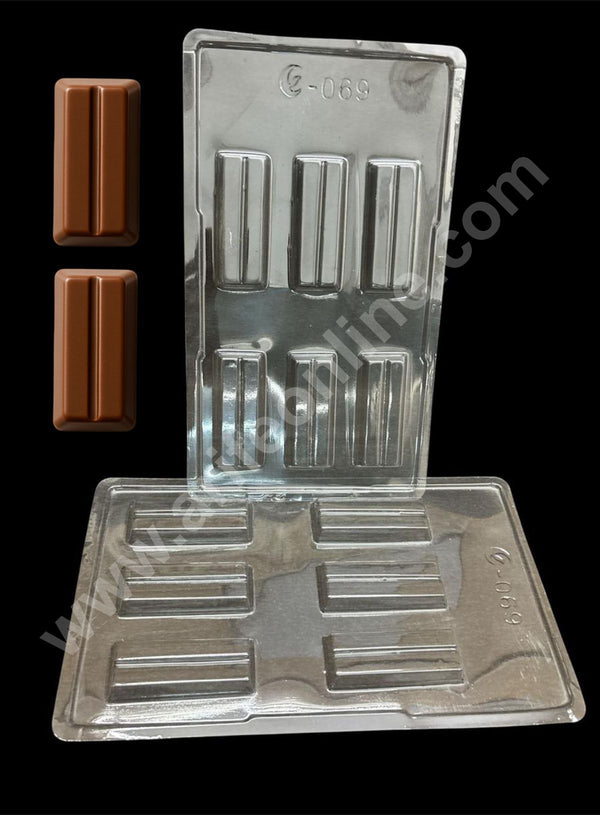 6 Cavity Kitkat Shape Mould PVC Chocolate mould (1 pcs pack) E-069- CAKE DECOR™