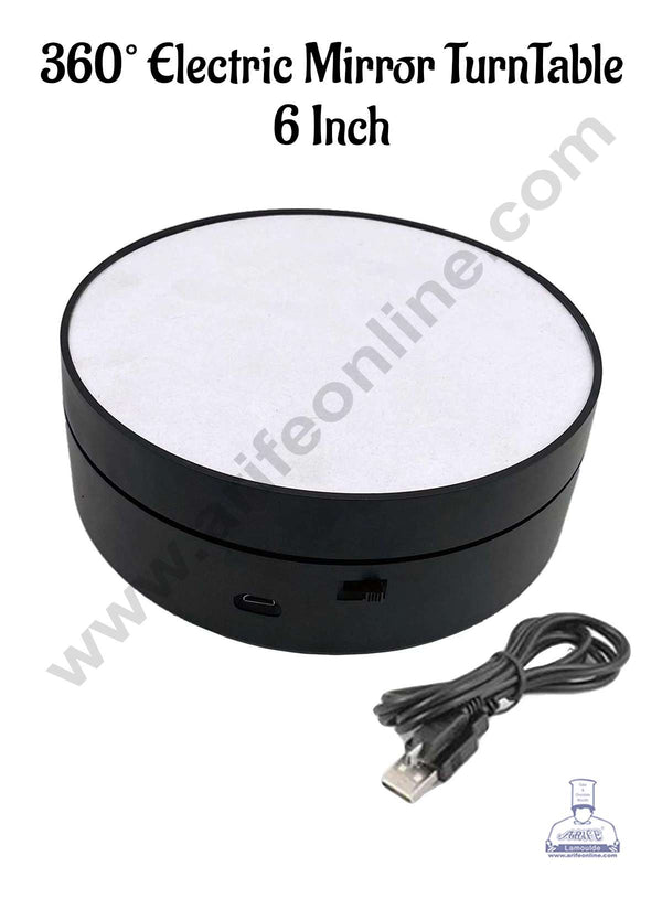 CAKE DECOR™ 6 inch 360° Degree Electric Turntable Rotating Display Stand USB Charging