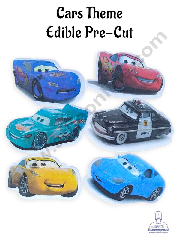 CAKE DECOR™ Edible Pre Cut Wafer Paper - Cars Theme - (Set of 6 pcs) WPC-070