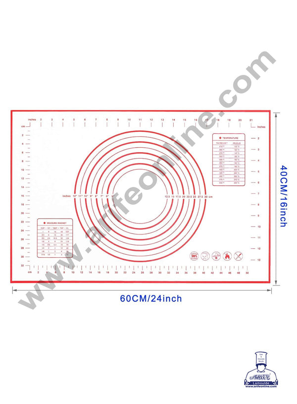 CAKE DECOR™ Silicone Baking Mat Non-Slip with Measurement Counter Mat, Dough Rolling Mat 16 x 24 inch