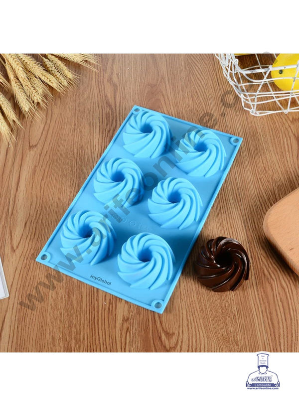 CAKE DECOR™ 6 Cavity Swirl Bundt Shape Silicone Mould | Non-Stick Mini Cupcake & Chocolate Mould