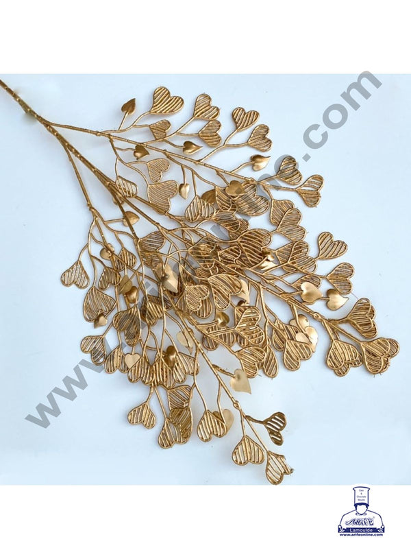 CAKE DECOR™ Golden Artificial Heart Leaf | Decorative Item For Cake Decoration- 1 Stick