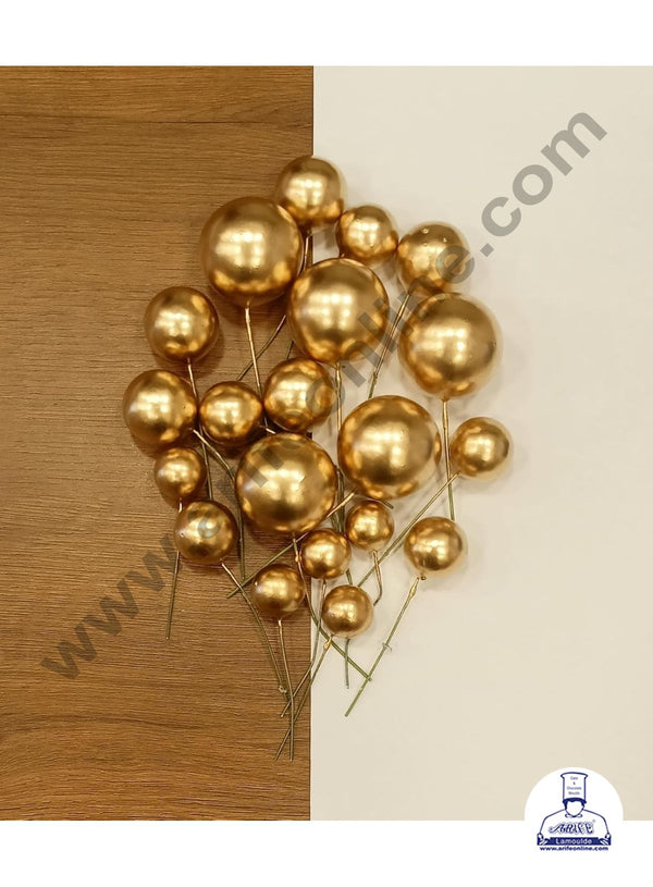 CAKE DECOR™ Golden Faux Balls Topper For Cake and Cupcake Decoration - 20 pcs Pack (SB-GoldenBall-20)