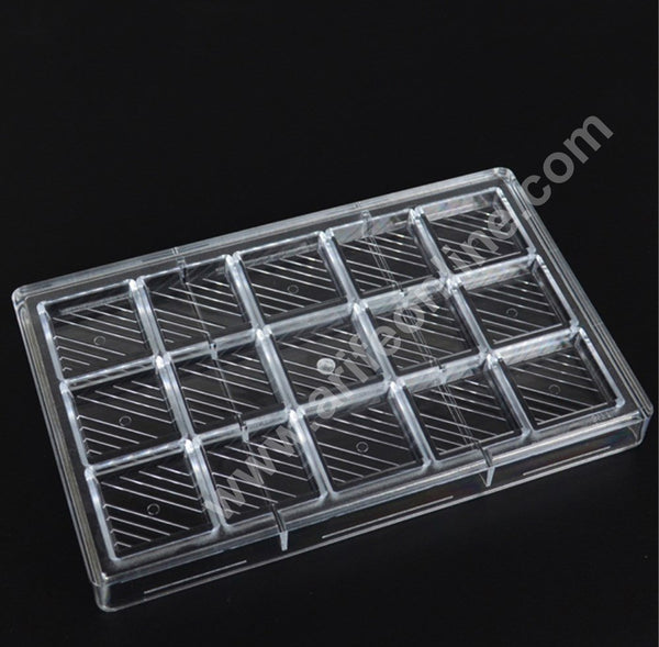 CAKE DECOR™ Polycarbonate Chocolate Mold: Square Praline with Diagonal Pattern│SB-3177│