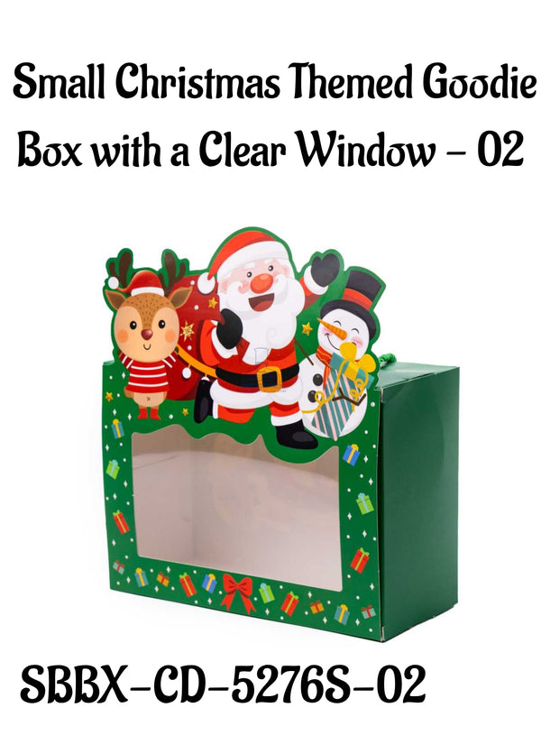 Small Christmas Themed Goodie  Box with a Clear Window - 02 | 16 x 8 x 12 cm | 1 Piece - CAKE DECOR™
