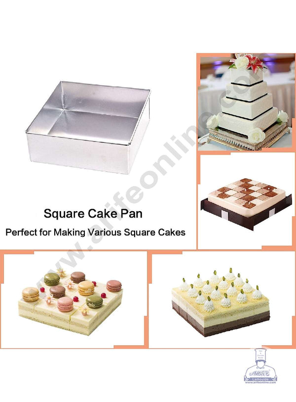 CAKE DECOR™ Aluminum Square Cake Mould - 8 in x 2 in