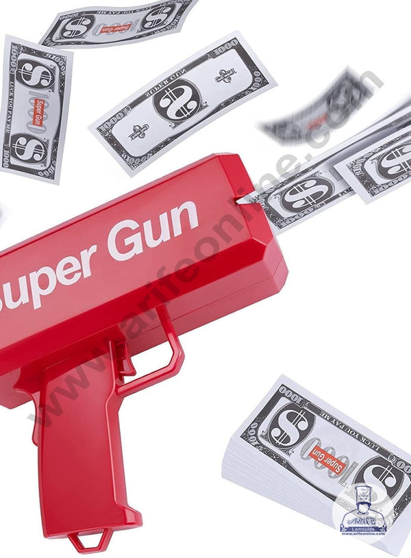 CAKE DECOR™ RED Money Gun Shooter Money Dispenser with Fake Money for Birthday Wedding Party, Night Club