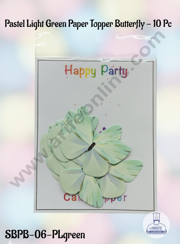 CAKE DECOR™ 10 Pc Pastel Mint Green Colour Butterfly Paper Topper For Cake And Cupcake Decoration