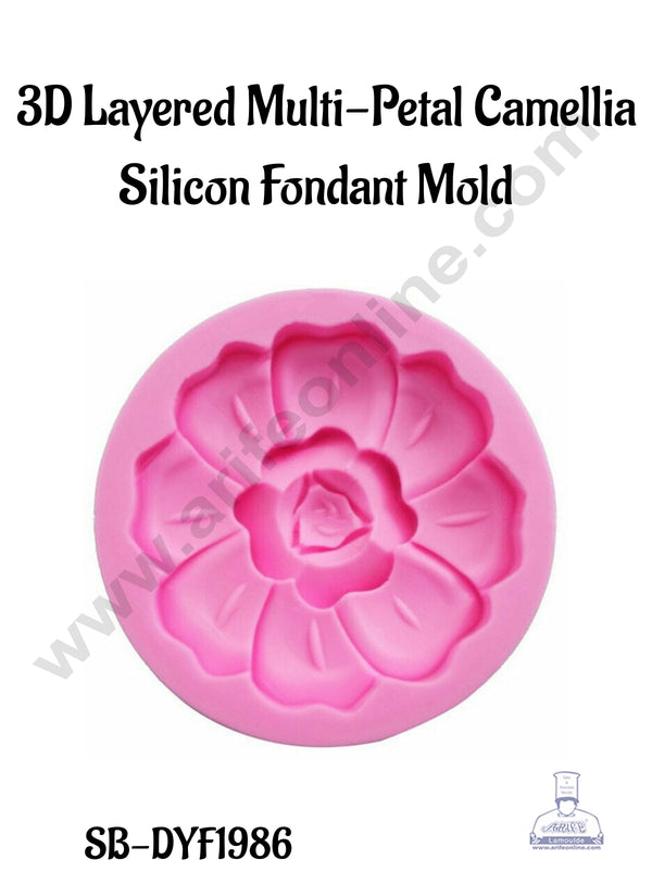 CAKE DECOR™ 3D Layered Multi-Petal Camellia Silicon Fondant Mold │SB-DYF1986│