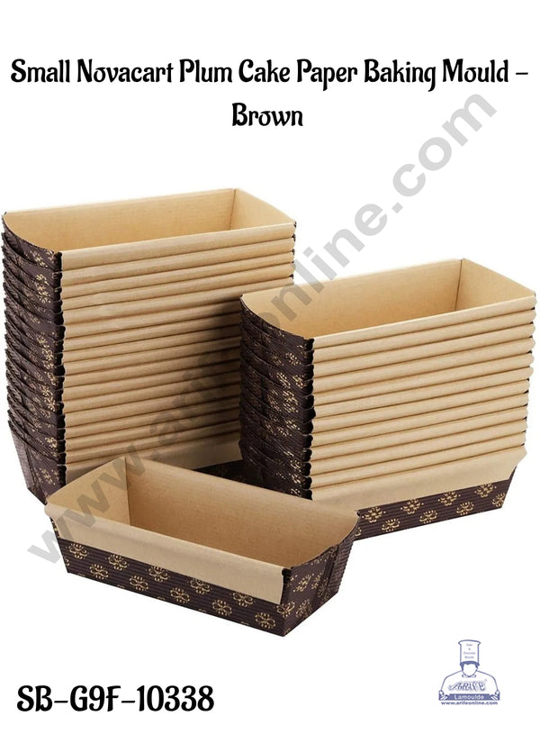 CAKE DECOR™ Novacart Bake & Serve Paper Baking Mould - Small Brown Plum Cake Mould 10 Pcs (SB-G9F-10338)