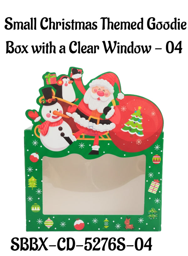 Small Christmas Themed Goodie  Box with a Clear Window - 04 | 16 x 8 x 12 cm | 1 Piece - CAKE DECOR™