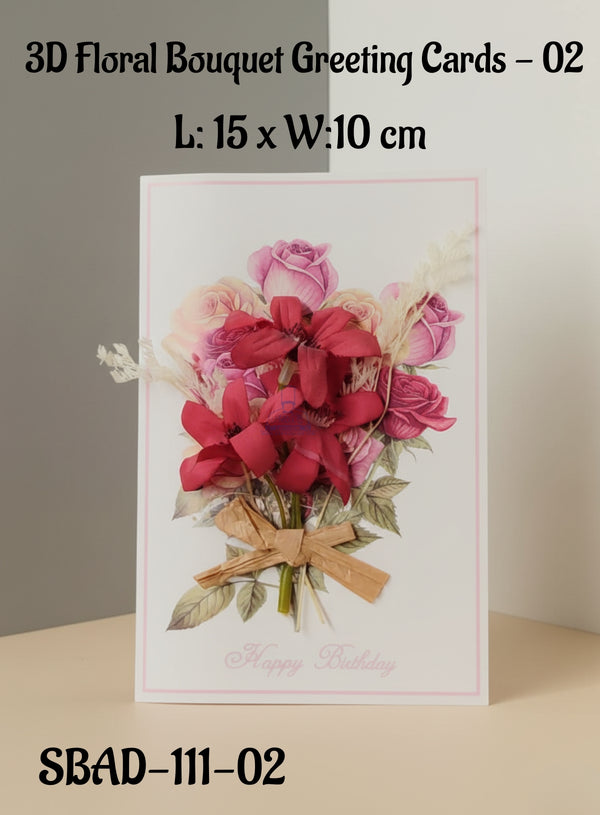 3D Floral Bouquet Greeting Cards - Red ( Happy Birthday) |L: 15 x W:10 cm|CAKE DECOR™