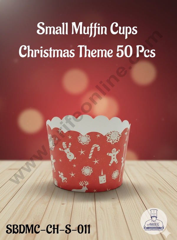 CAKE DECOR™ Deep Muffin Cup Christmas Theme | Muffin Cupcake Liners (50Pcs Pack) Design-11