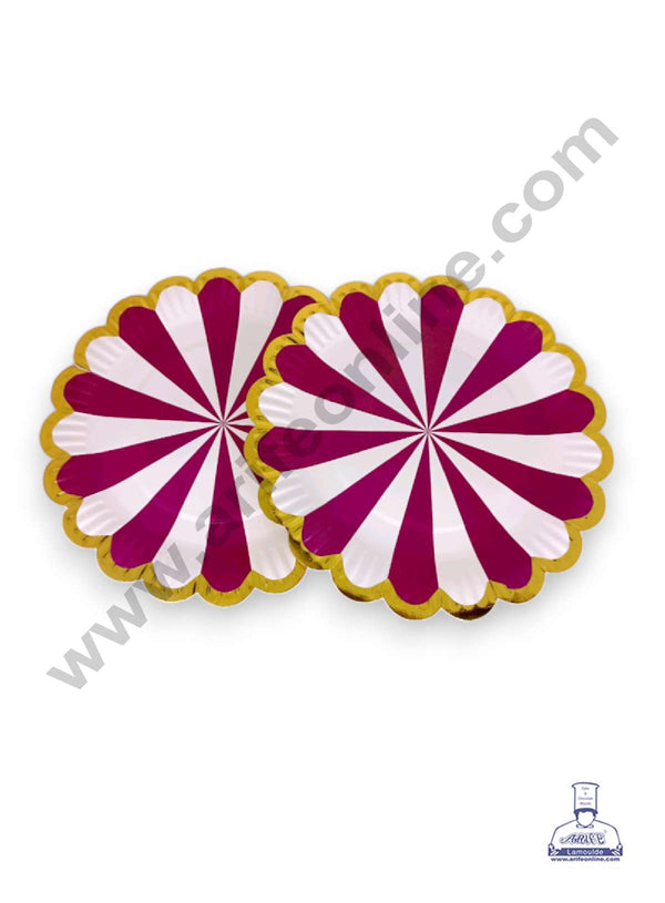 CAKE DECOR™ 7 inch Purple & White Candy Stripes Paper Plates | Disposable Plates | Birthday | Party | Occasions | Round Plates - Pack of 10