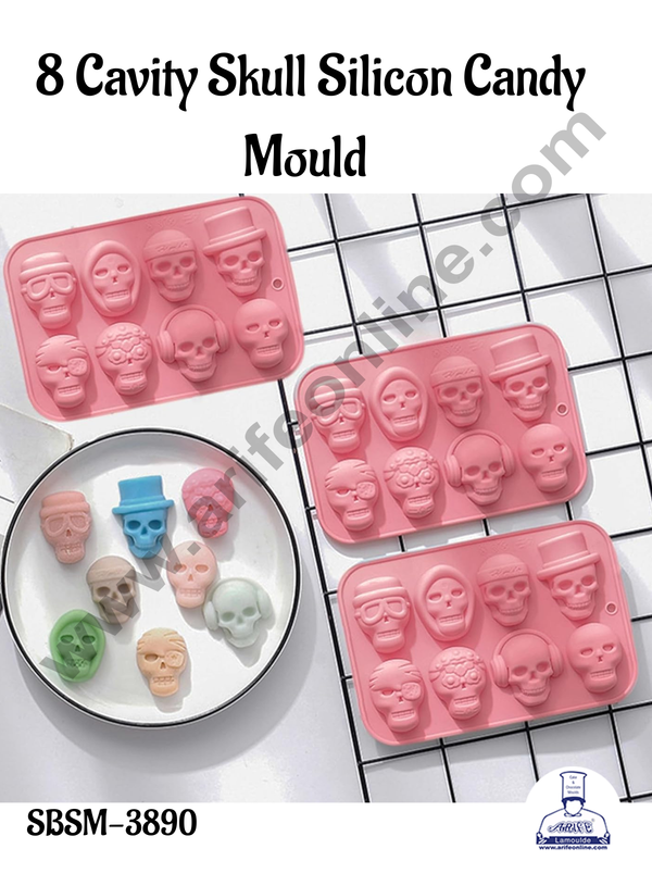 CAKE DECOR™8 Cavity Skull Silicon Candy Silicon Mould