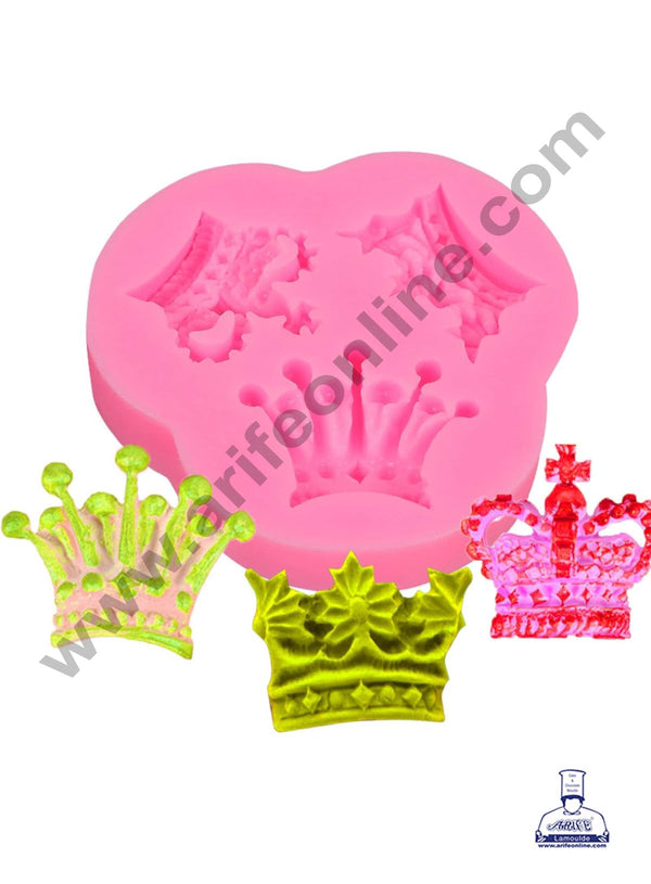 Cake Decor Silicone 3 Cavity Crown Shape Pink Fondant Marzipan Mould