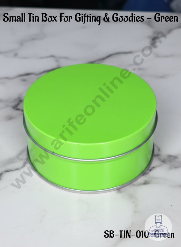 CAKE DECOR™ Small Tin Box For Gifting & Goodies - Green | Gift Box | Chocolate Box | Jewellery Box |SB-TIN-010-Green|