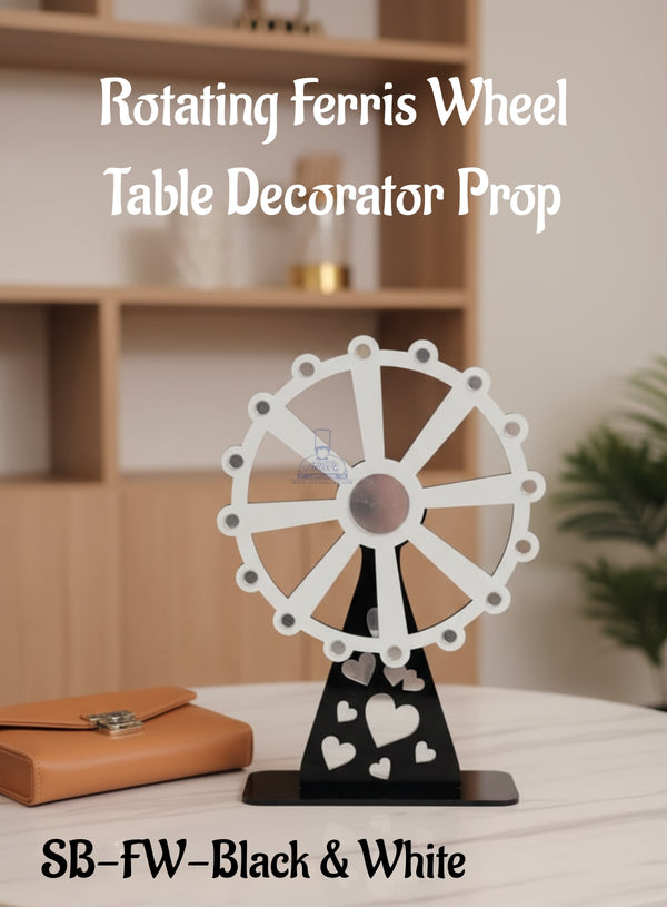 CAKE DECOR™ Rotating Ferris Wheel Table Decorator Prop |SB-FW-Black & White|1 Piece|