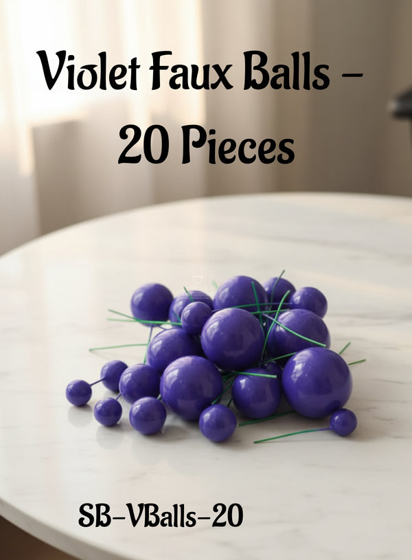 CAKE DECOR™ Violet Faux Balls Topper For Cake and Cupcake Decoration - 20 pcs Pack
