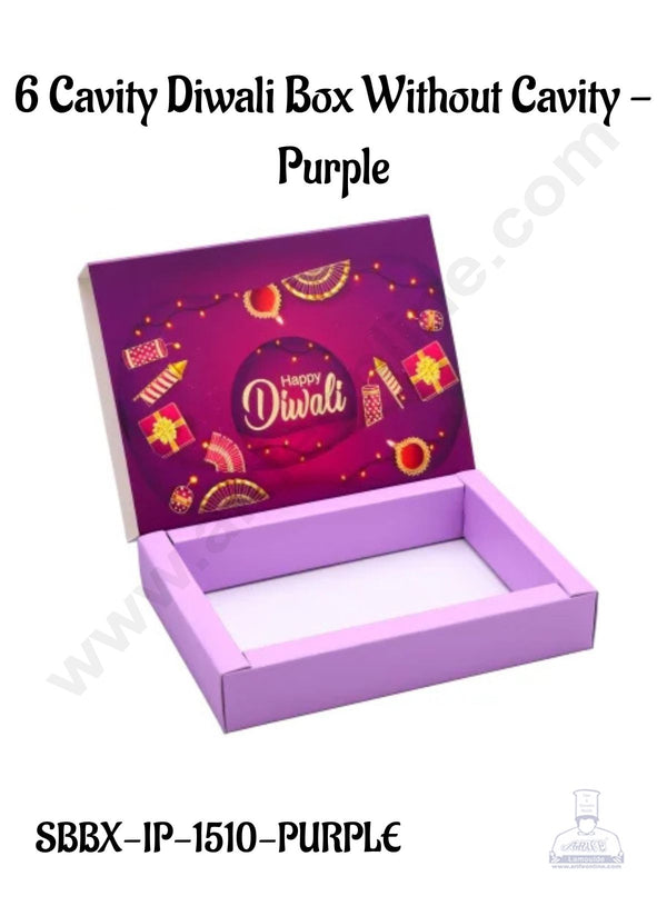 6 Cavity Diwali Sliding Hamper Box Without Cavity - Purple (1 Piece Pack) - CAKE DECOR™