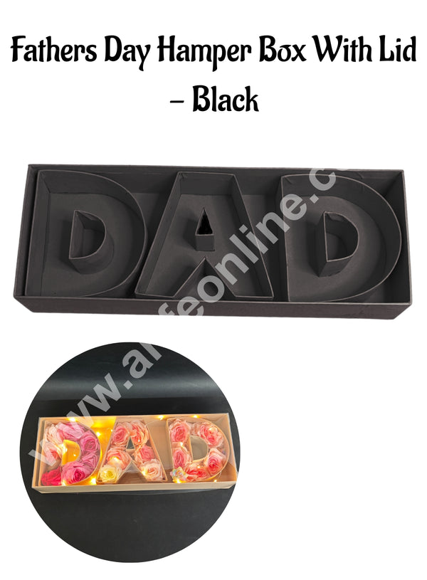 Elegant Fathers Day DAD Monogram Flower Gift Box with Transparent Lid (Black) - CAKE DECOR™