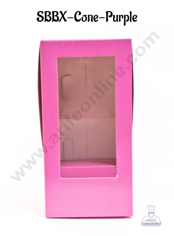 Purple Ice Cream Cone Cake Holder Box (1Pc)|11" x 5.5" x 5.5" - CAKE DECOR™