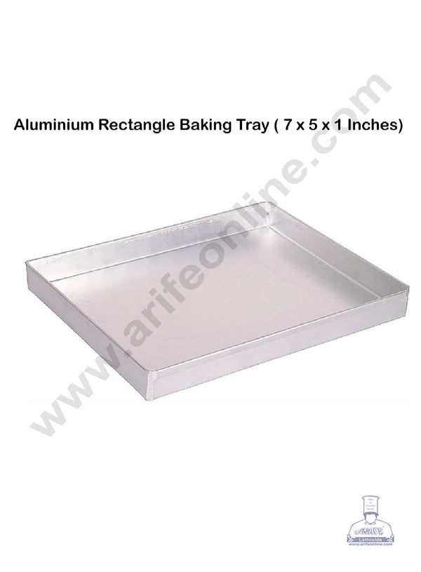 CAKE DECOR™ Aluminum Rectangle Cake Mould Baking Tray - (7 x 5 x 1 inches)