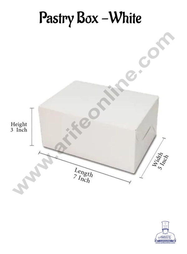 CAKE DECOR™ White Pastry Box - 7x5x3( Pack of 10 Pcs )