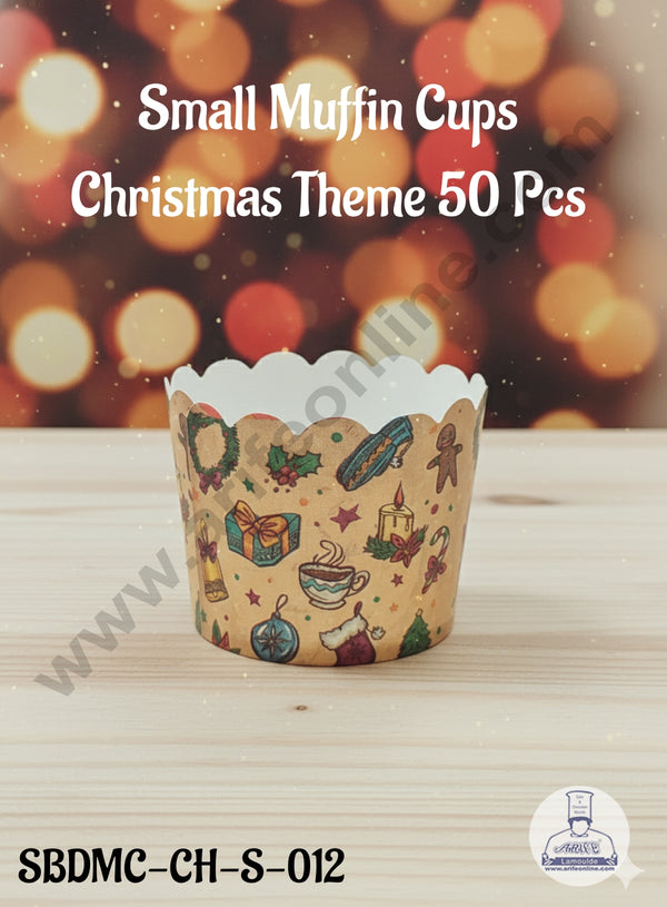 CAKE DECOR™ Deep Muffin Cup Christmas Theme | Muffin Cupcake Liners (50Pcs Pack) Design-12