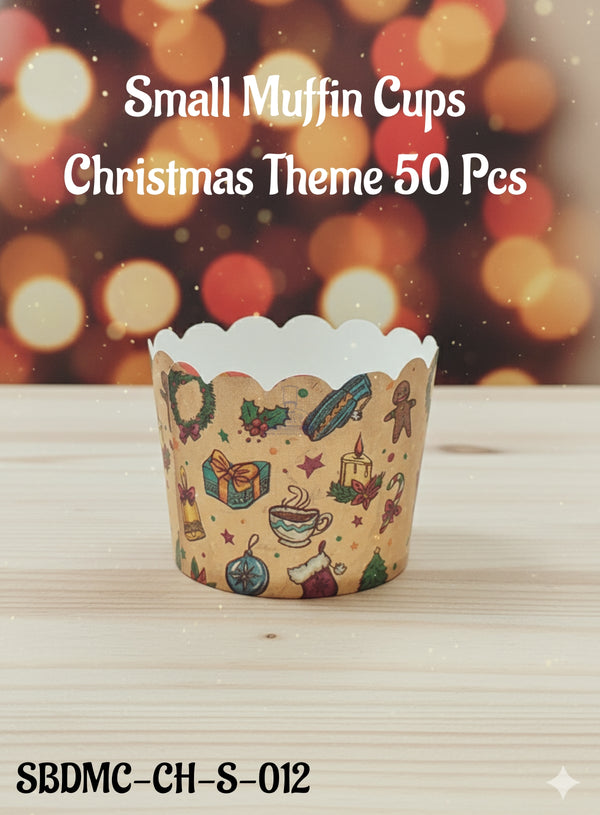 CAKE DECOR™ Deep Muffin Cup Christmas Theme | Muffin Cupcake Liners (50Pcs Pack) Design-12
