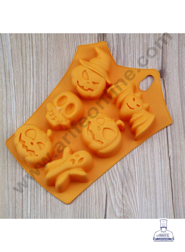 CAKE DECOR™ 6 Cavity Halloween Silicon Mould Cookies Chocolate Jelly dessert Soap Ice Cube  Mould