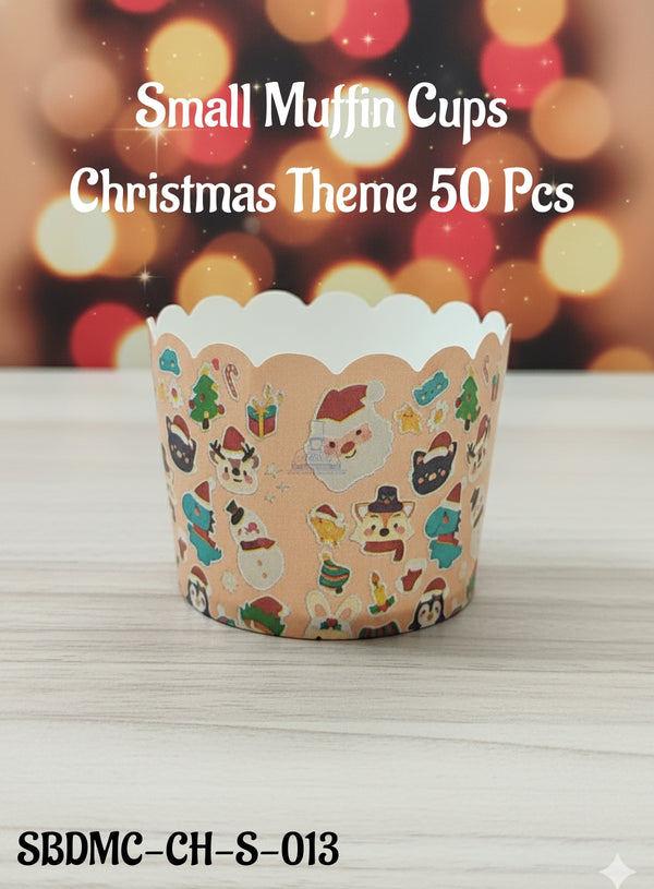 CAKE DECOR™ Deep Muffin Cup Christmas Theme | Muffin Cupcake Liners (50Pcs Pack) Design-13