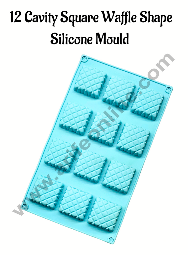 CAKE DECOR™ 12 Cavity Square Waffle Shape Silicone Mould