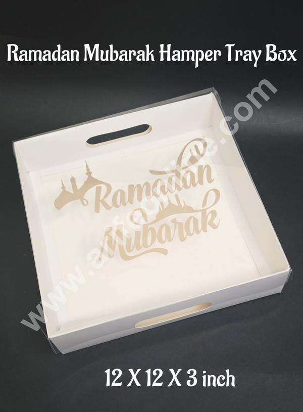 CAKE DECOR™ White Ramadan Hamper Box with Lid | Tray Box | Sweet Treat Gift Box - 1 pc