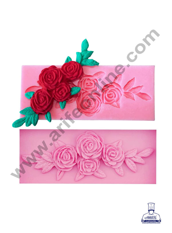 Cake Decor Silicone 1 Cavity Rose Bouquet Shape Pink Fondant Marzipan Mould