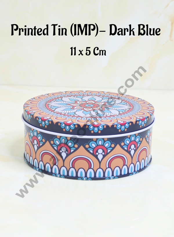 CAKE DECOR™ Printed Dream Tin (IMP) | Dream Cake Tin Torte cake Cookie Cake Tin - Dark Blue Color - 11 cm X 5cm