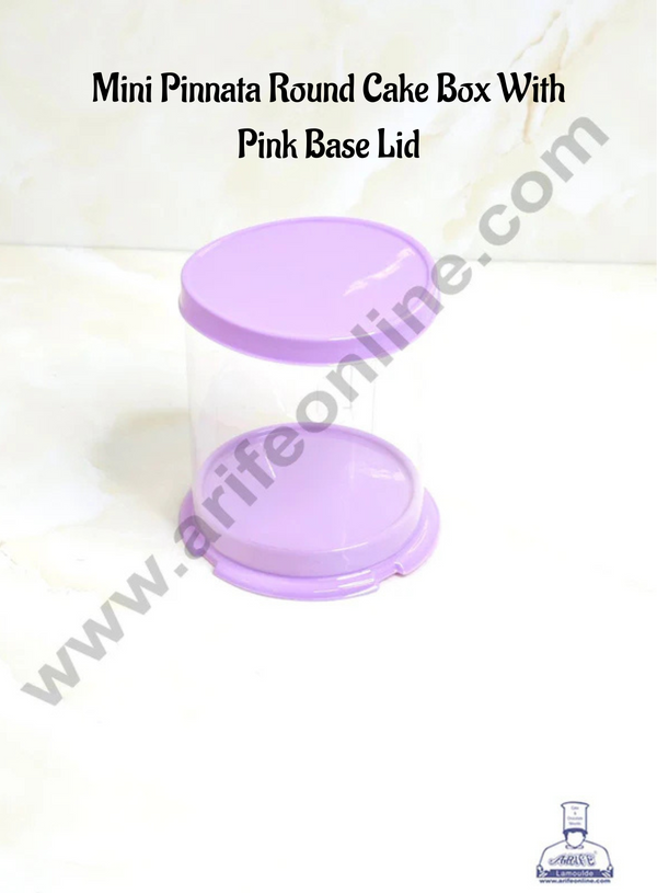 CAKE DECOR™ Mini Pinata Round Cake Box With Purple Base Lid | Gift Box | Hamper Box | Pinata Box | 1 piece box.