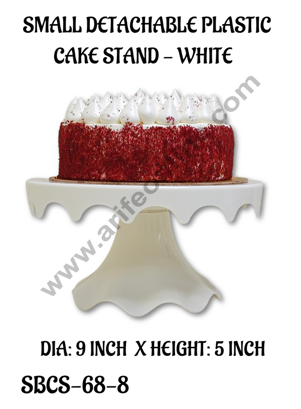 CAKE DECOR™ Small Detachable Plastic Cake Stand Drop Shaped| Cupcake Stand | Display Stand - White