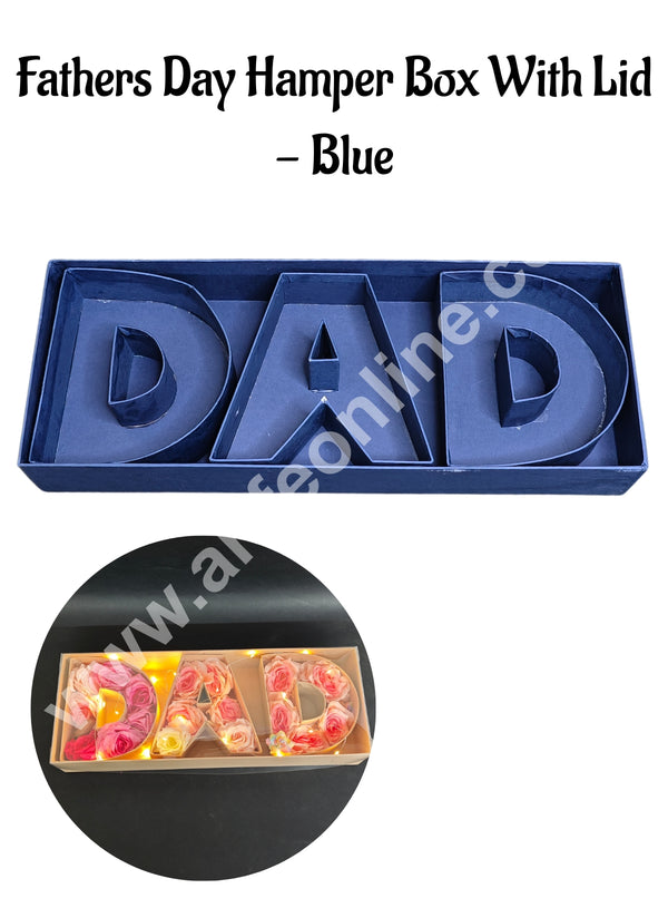Elegant Fathers Day DAD Monogram Flower Gift Box with Transparent Lid (Blue) - CAKE DECOR™