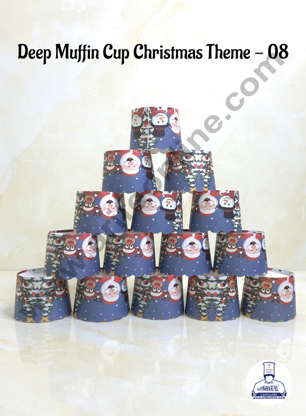 CAKE DECOR™ Deep Muffin Cup Christmas Theme | Muffin Cupcake Liners (50Pcs Pack) Design-08